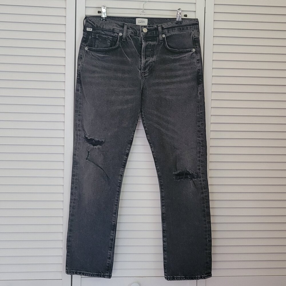 COH Emerson Relaxed Slim Boyfriend Jean in Black Pepper Distressed